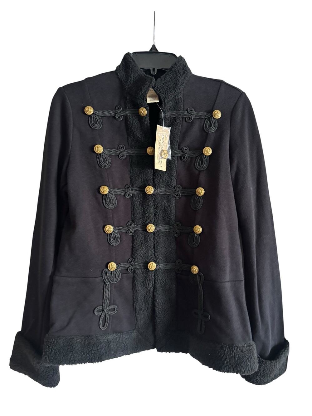 Denim & Supply Ralph Lauren Black Sz L Short Military Jacket Cotton Officer NWT